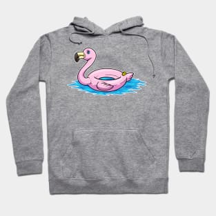 Flamingo at Swimming with Swim ring Hoodie